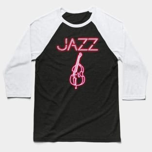 Jazz Double Bass Neon Design Baseball T-Shirt